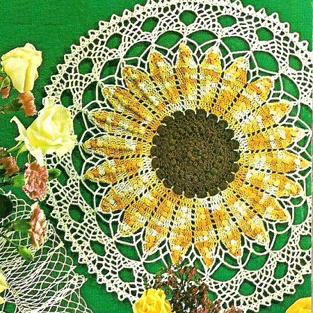 Sunflower crochet doily pattern